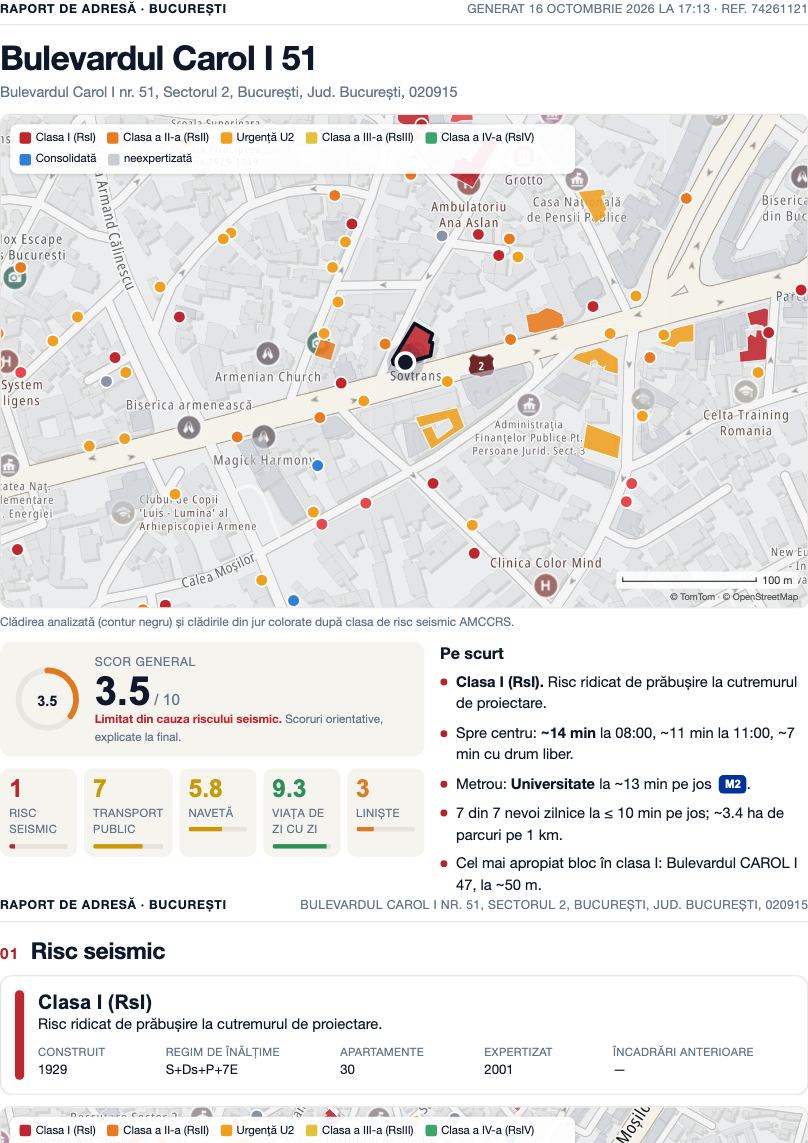 Pagina 1: copertă cu harta clădirii și scoruri